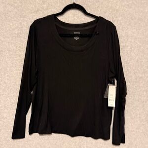 George Classic Black Long Sleeve Tee w top left button